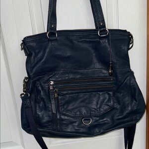 Elegant Black Leather Tote Bag